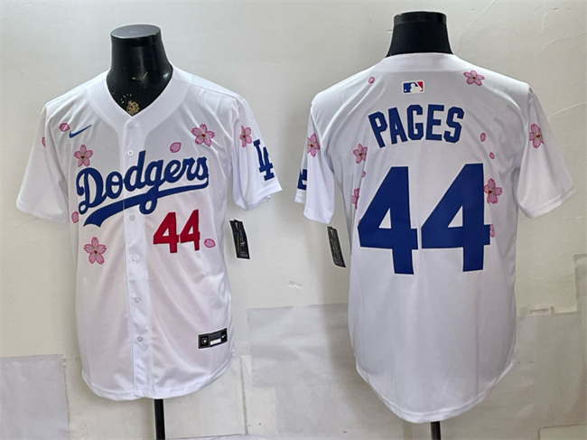 Men's Los Angeles Dodgers #44 Andy Pages White 2025 Tokyo Series Limited Stitched Baseball Jersey Men's Los Angeles Dodgers #44 Andy Pages White 2025 Tokyo Series Limited Stitched Baseball Jersey